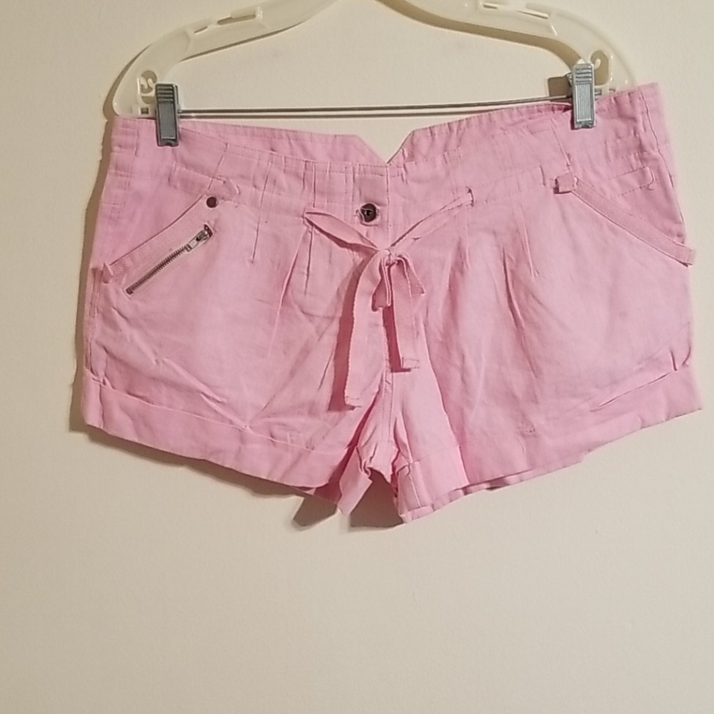 Max Rave 100% linen pink shorts
